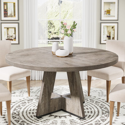 TribeSigns 47" Round Farmhouse Dining Table – Wood Kitchen Table For 4, Cross Base Wooden Dinner Table For Dining Room, Breakfast Nook, Or Living Area