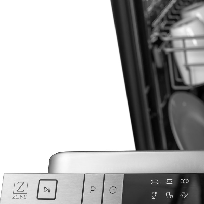 ZLINE 18 in. Compact Top Control Built-In Dishwasher with Stainless Steel Tub and Modern Style Handle, Blue Gloss, Modern