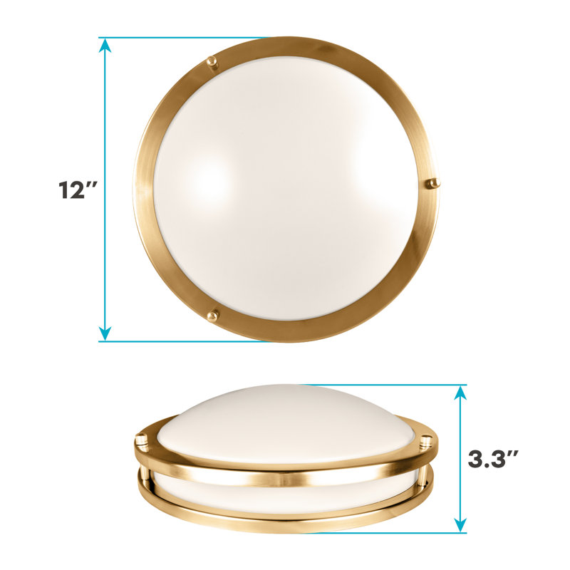 Eryx Acrylic LED Flush Mount Ceiling Light, 12" H x 12" W x 3.3" D, Gold