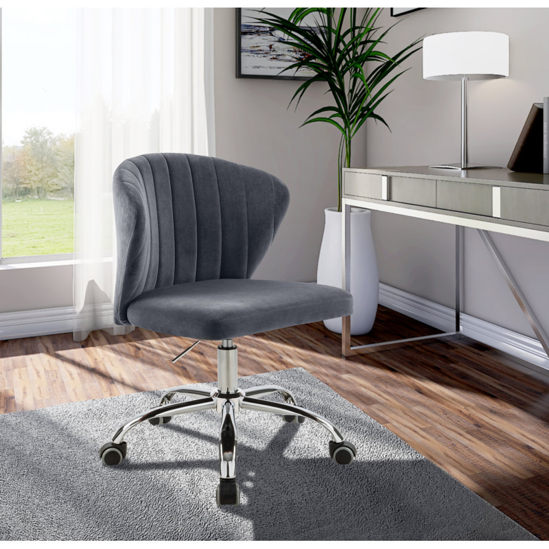 Finley Office Chair, Gray Velvet, Gold