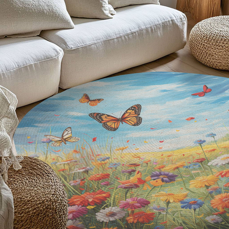 Tapis tressé Fresh Bloom, Rond 5 pi