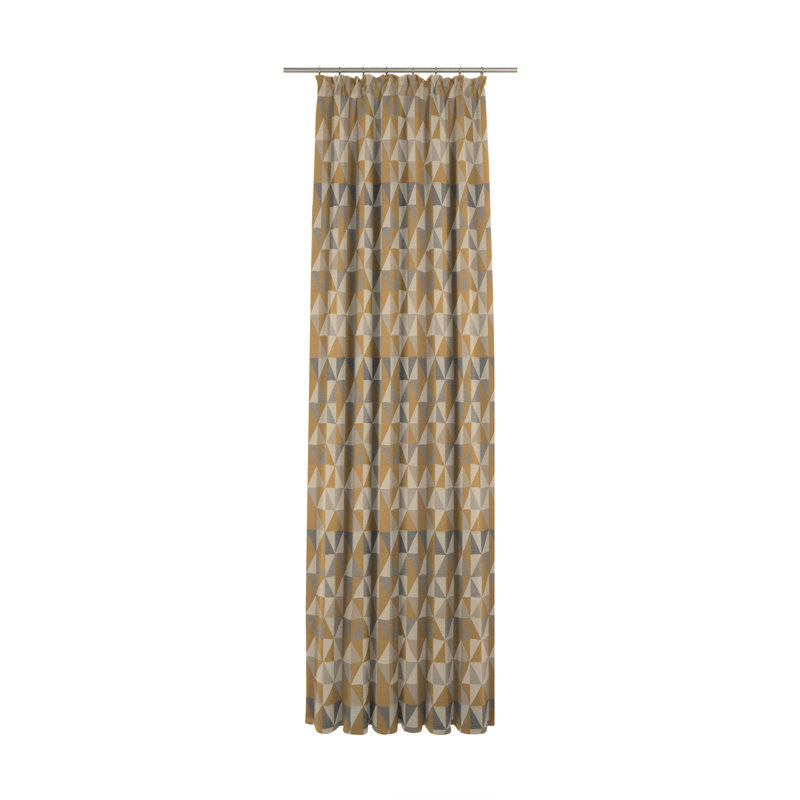 Vanesa Bio Bel Opaque Single Curtain, 145 W x 225 D cm, Mustard/Tan/Beige