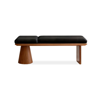 Black Solid Wood Upholstered Bench