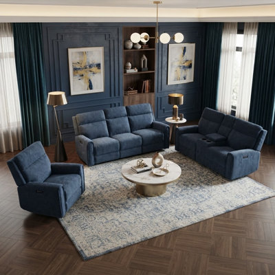 Ensemble de salon inclinable électrique 7 pièces avec fauteuil inclinable, causeuse et canapé, appuis-tête réglables et chargement USB