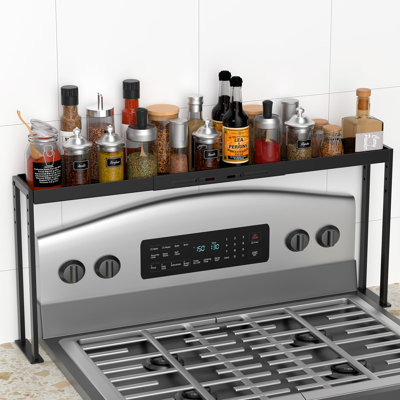 Spice Rack Shelf For Kitchen Stove, Adjustable 27 To 33 Inch Spice Rack Organizer Shelf, 4 Level Adjustable Height Spice Rack For Kitchen, Over The St