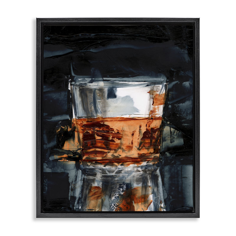  «Whiskey Glass Reflection» par Ethan Harper, Cadre flottant noir de jais, H 21 po x l 17 po