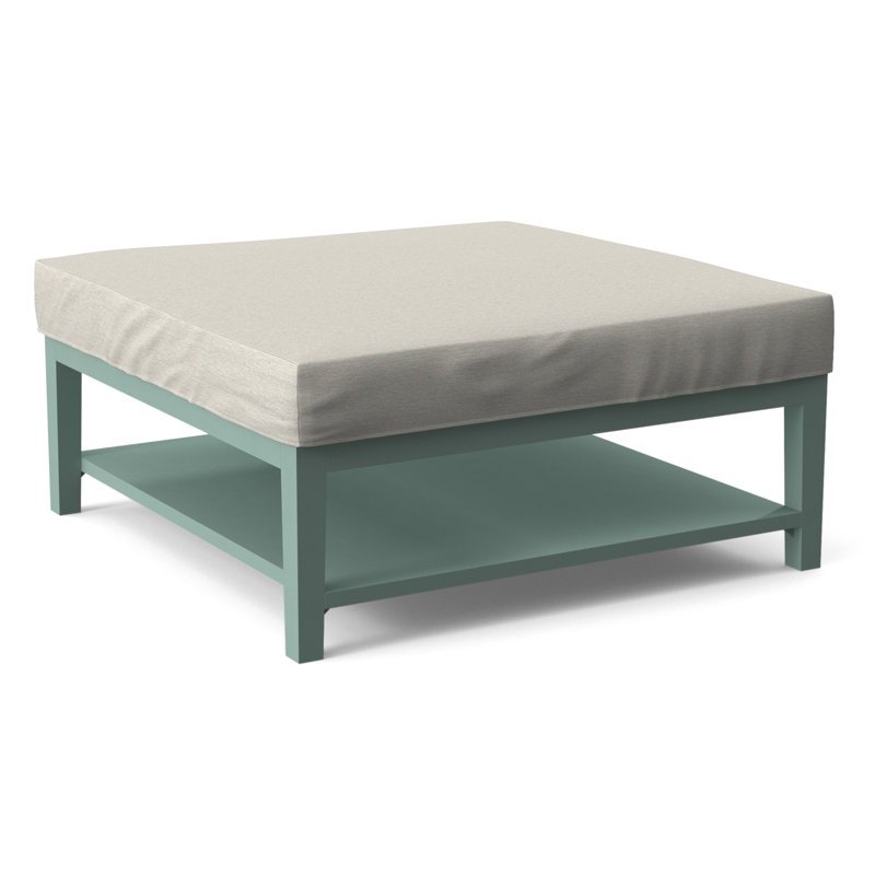 Hammond Square Ottoman, Antique Frost White Finish, White Performance Fabric; 0851-94