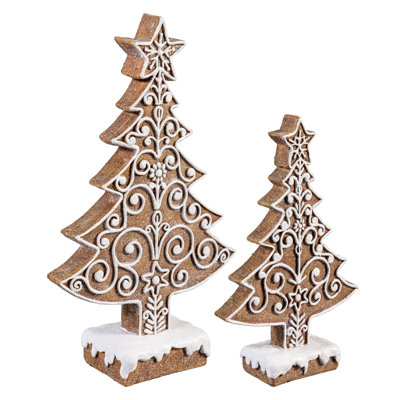 Ensemble de 2 tables de table en résine Gingerbread Tree
