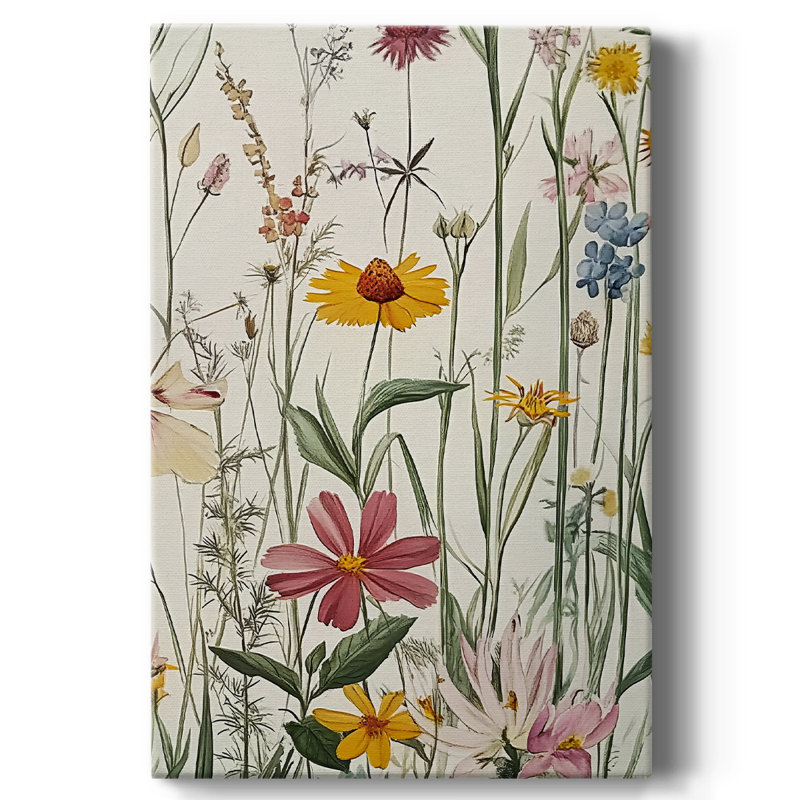 Toile tendue avec châssis floral, prêt à accrocher, H 36 po x l 24 po