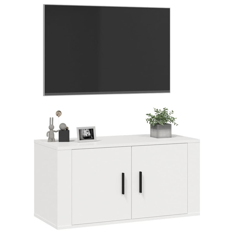 Nataile TV Stand, 15.8" H x 22.4" W x 13.6" D, White