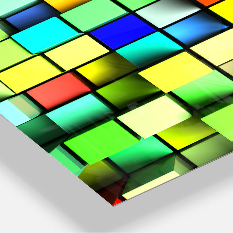 Cubes colorés colorés, impression sur métal sans cadre, H 40 po x l 30 po x P 4 po