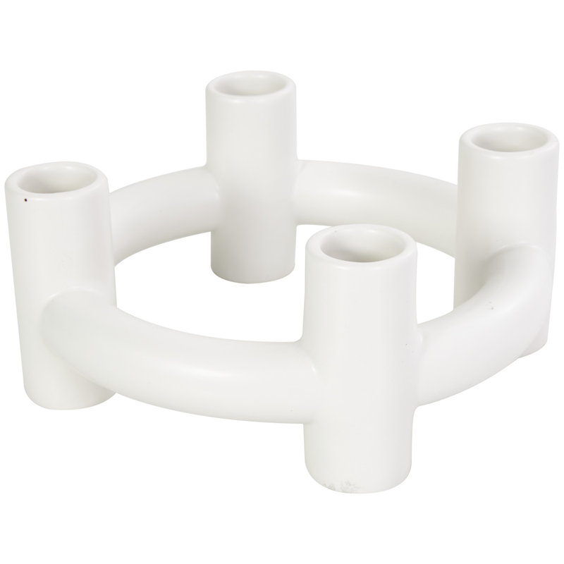 Black and White Ceramic Geometric Circle Candle Holders, Set of 2