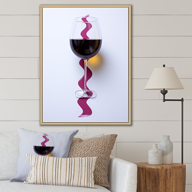 «Red Wine Glass», présentation sur toile, Cadre naturel flottant, H 32 po x l 24 po x P 1 po