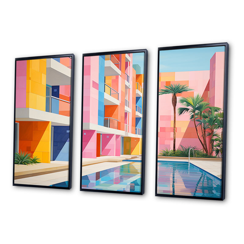 Minimalisme Hotel Lodges III - Ensemble de décoration murale hôtels et lodges, Cadre flottant noir