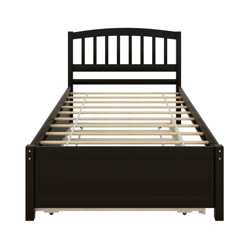 Lit simple avec lit gigogne en bois, Espresso