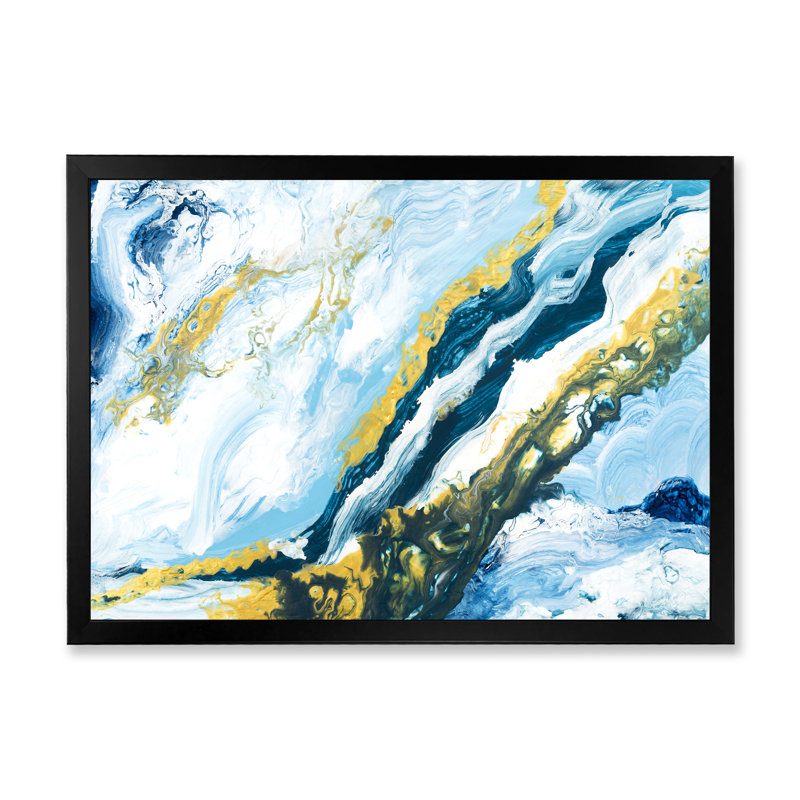 «Blue with Gold», reproduction d'art sur toile, H 30 po x l 40 po x P 1,5 po, Cadre photo noir