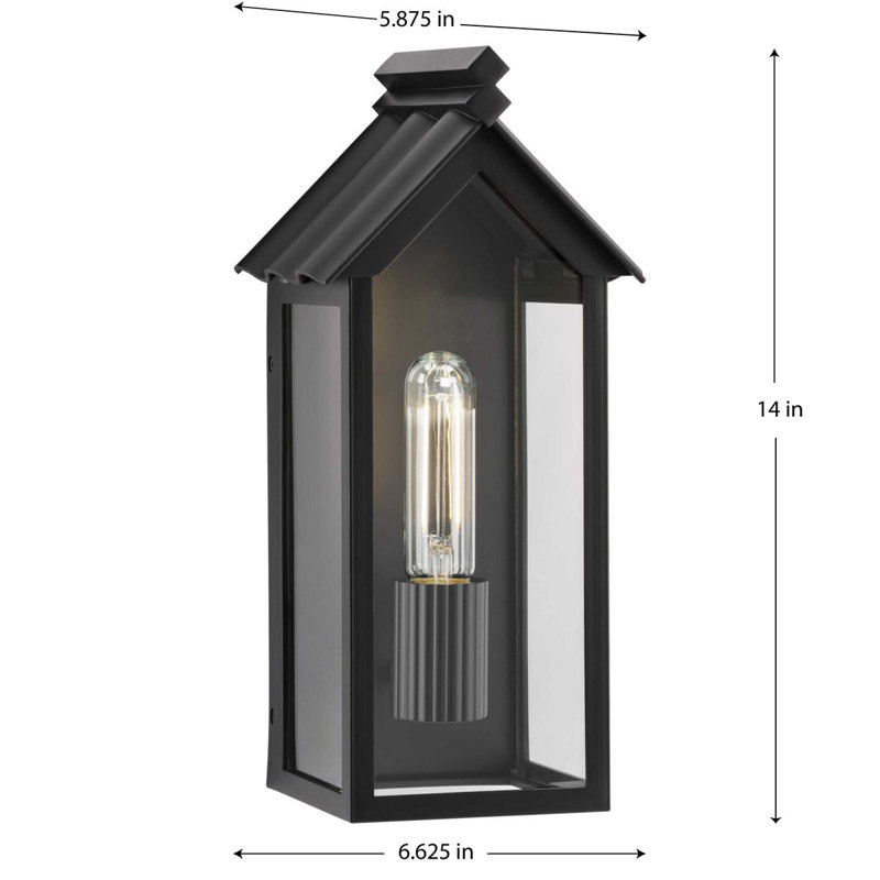 Lanterne murale d'extérieur noir mat Point Duré Dunemere avec DURASHIeld, Noir mat, H 14 po x l 6,64 po x P 5,88 po