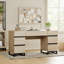  Ensemble de bureau personnel: bureau moderne de 59 po avec station de charge et armoire de rangement, trois bibliothèques de 72 po de hauteur avec tablettes réglables, bureau d'ordinateur en bois et armoire de rangement pour bibliothèque-547309824