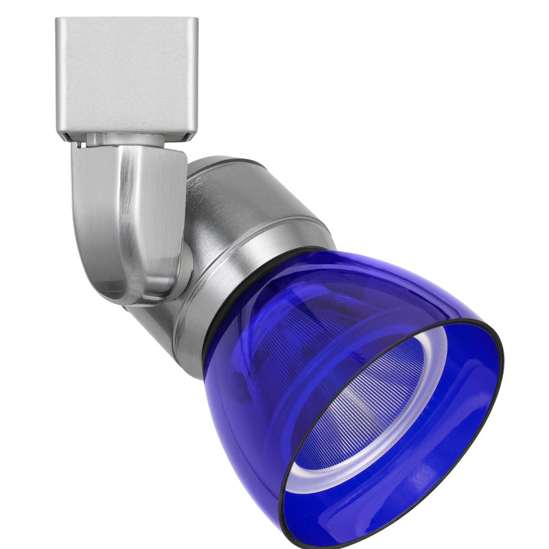 Tête de luminaire de rail del, Bleu clair, Acier brossé