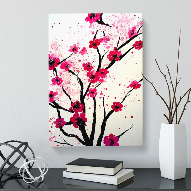 Cherry Blossom Tree Splatter Vol.4 - Wrapped Canvas, 60cm H x 40cm W x 3cm D