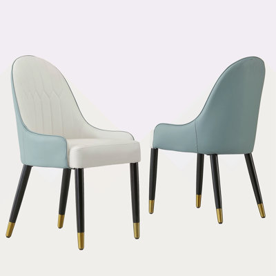 Ensemble de chaises de salle à manger modernes en similicuir 2 pièces avec pieds en métal pour le salon / salle à manger / salle de réception