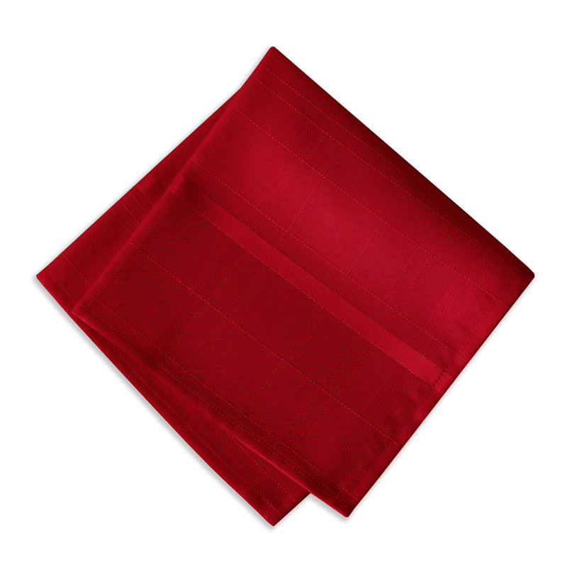 Ramiro Polyester Plaid Square Napkin, Poinsettia Red