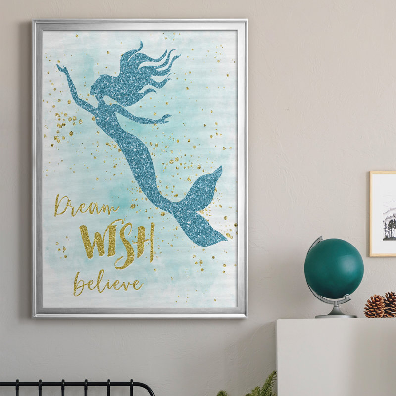 «Dream Wish Believe», art textuel sur toile, H 26,5 po x l 36,5 po x P 1,5 po, Argent