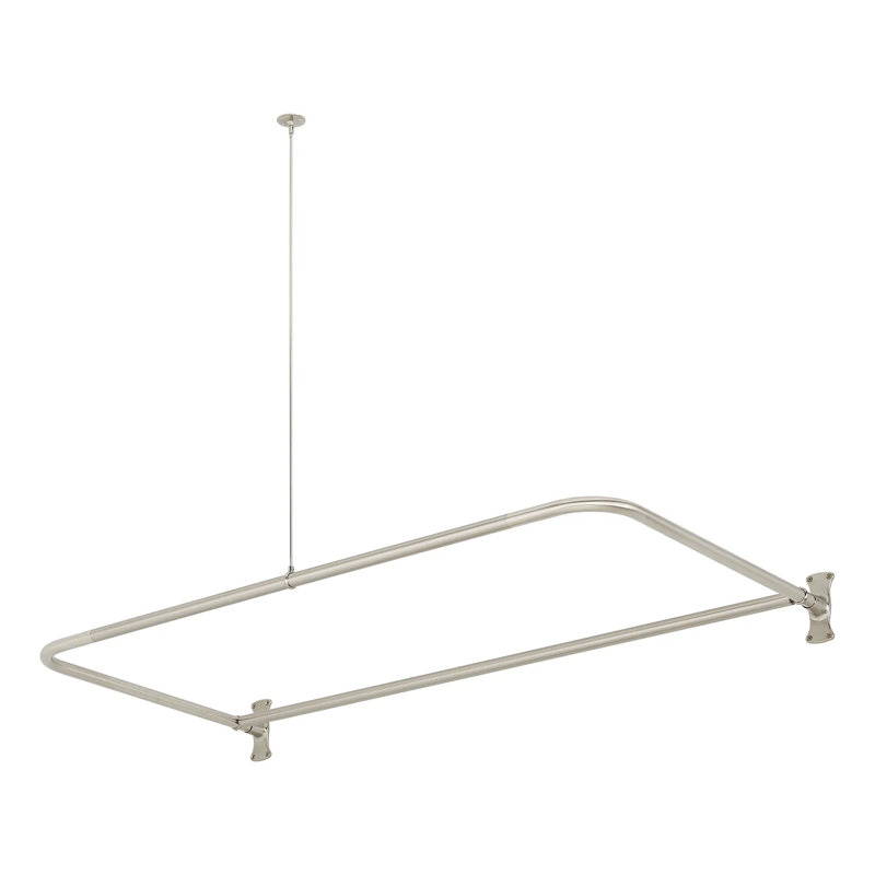 Cabine de douche en forme de D 54 "en laiton avec support de plafond, Nickel brossé