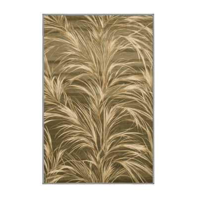 Machine Washable Botanical Brown Area Rug