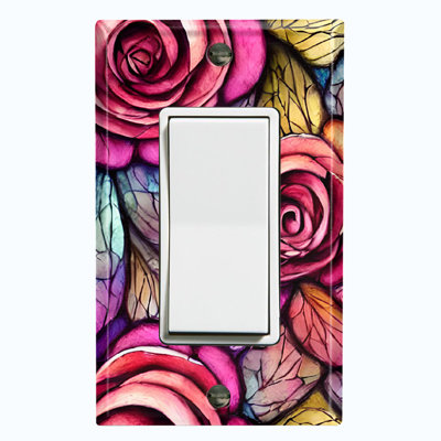 Colorful Flower Roses Nature Themed 1 - Gang Rocker Standard Wall Plate