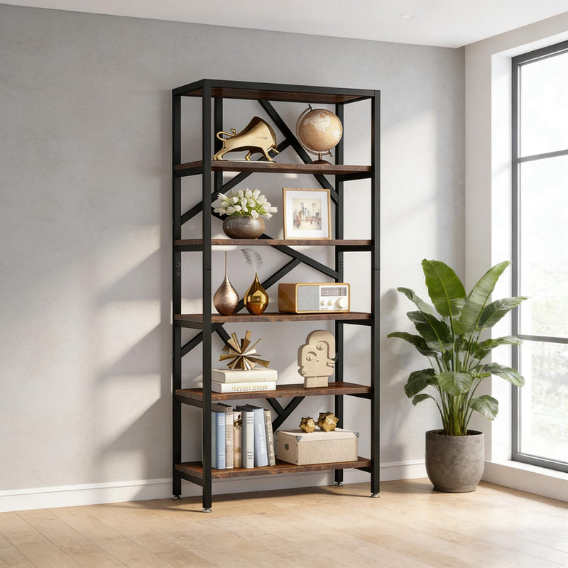 5-tier metal frame Huizenga with open shelves