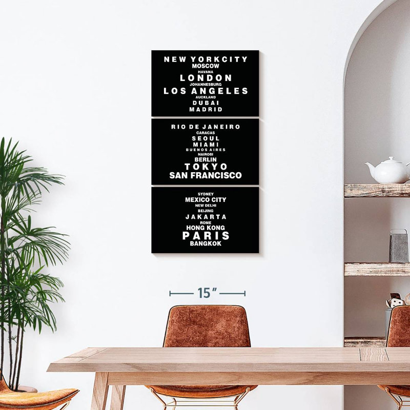 Reproduction sur toile multi-pièces World World, H 44 po x l 21 po x P 1,25 po