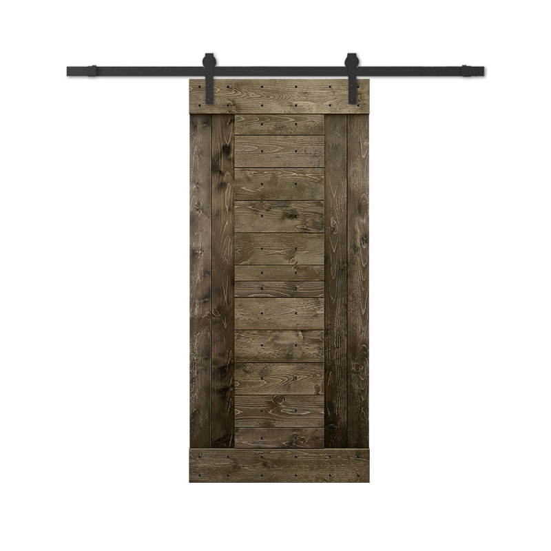 Porte de grange lambrissée peinte en bois et en métal avec trousse de quincaillerie d'installation, H 84 po x l 30 po