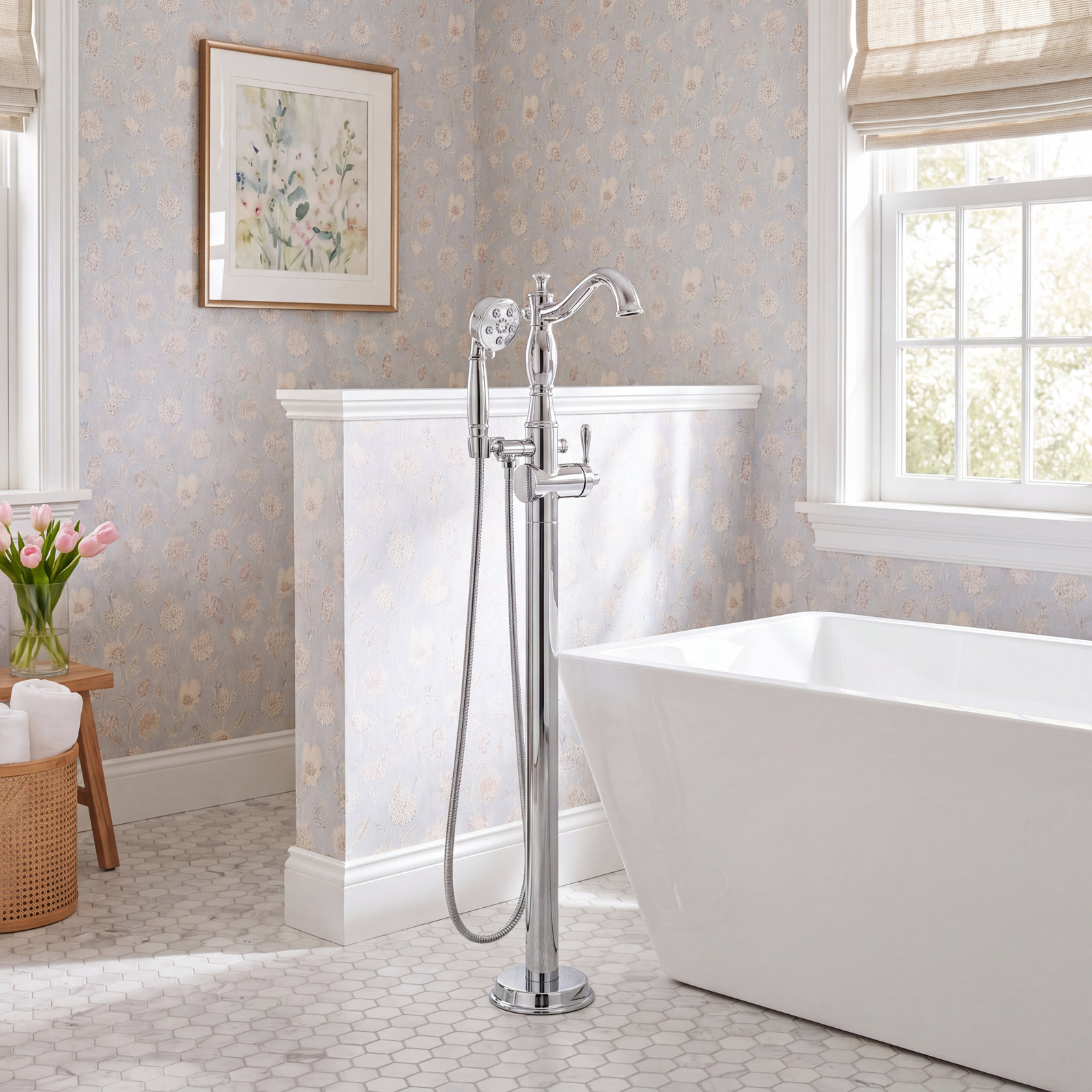 Cassidy™ Floor Mounted Clawfoot Tub Faucet Trim, Chrome