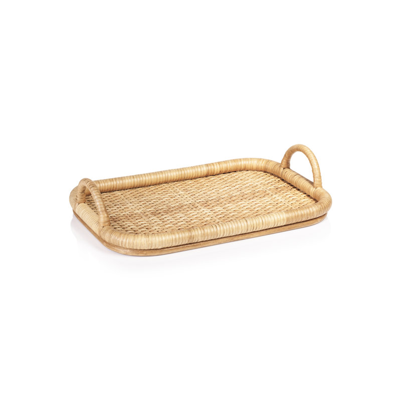 Plateau en rotin Tropique, L 18 po x P 12,5 po x H 1,75 po