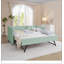 Lit de jour en vichy douillet avec couchette, port USB et conception adorable en forme de vague, aucun sommier nécessaire, tissu en lin-121317065