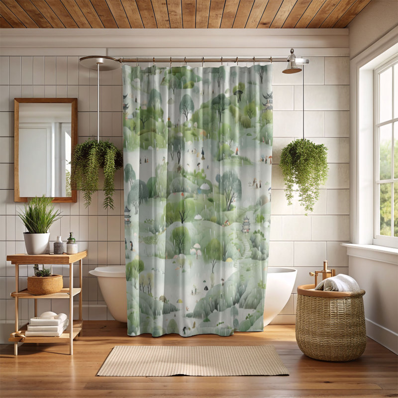 Rainy Path - Premium Shower Curtain, 74"H x 71"W
