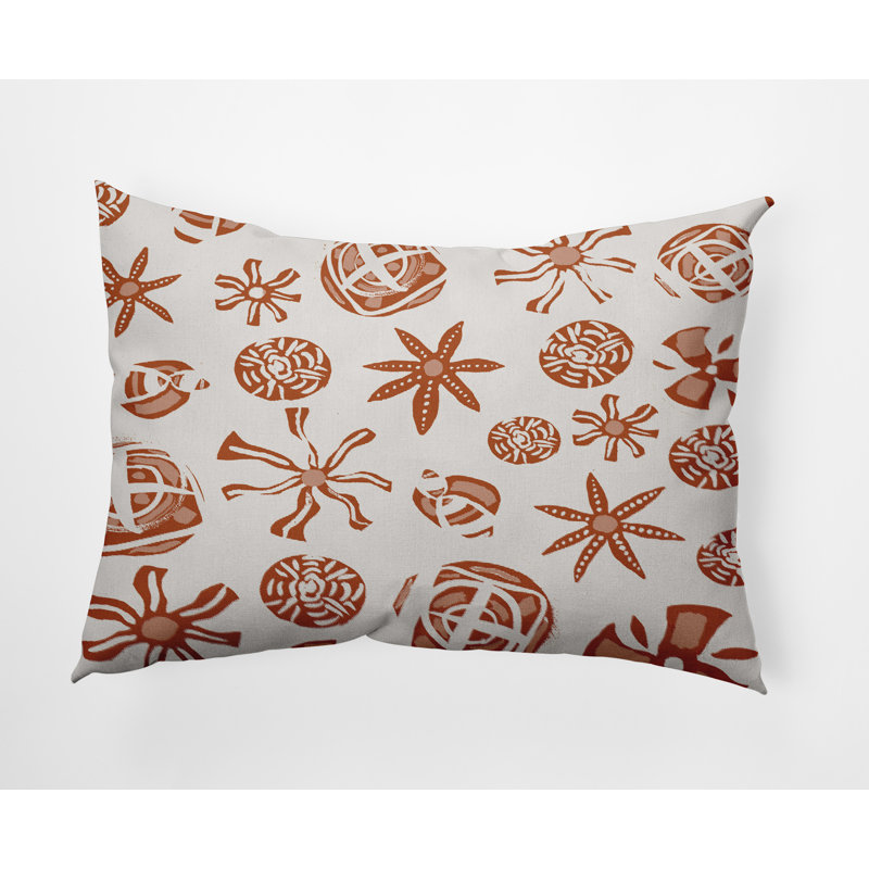 Geometric Outdoor Reversible Throw Pillow, Orange