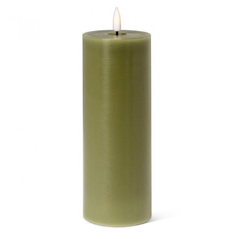 Bougie sans flamme et sans parfum, Vert, H 8 po x l 3 po x P 3 po, 1