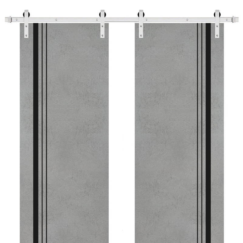 Porte de grange en bois massif massif, 36 po x 80 po, Béton