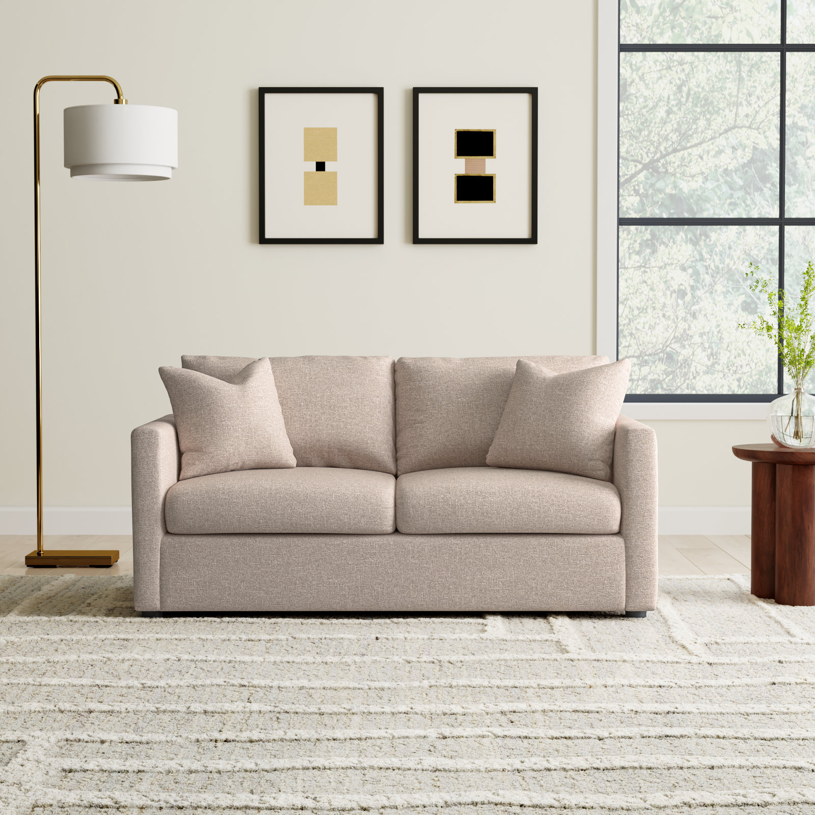 Godwin 67'' Upholstered Loveseat, Macc Ecru