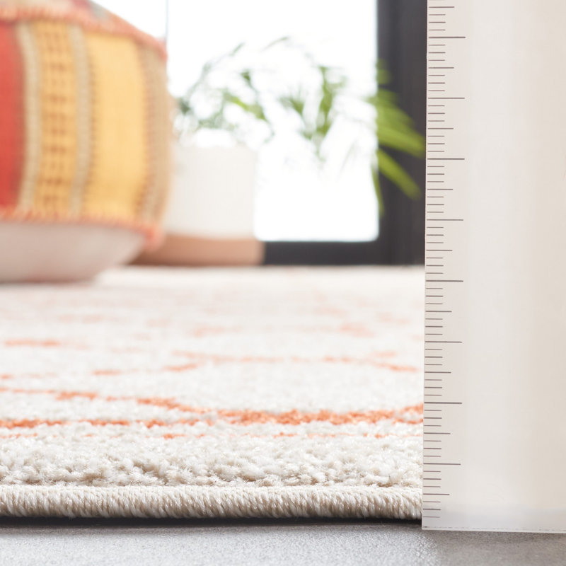 Ammundsen Geometric Area Rug, Rectangle 5'3" x 8', Beige/Orange