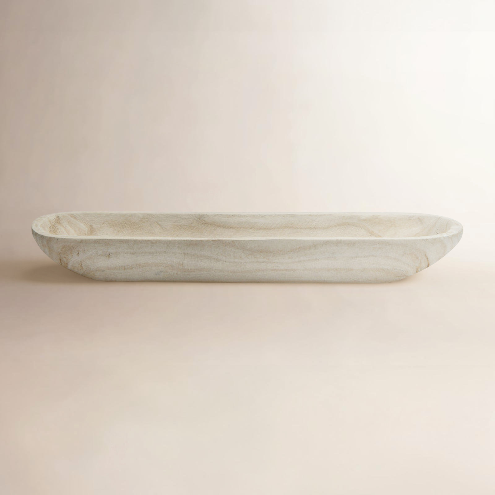 Kailyn Wood Decorative Bowl 1, White, 3.1"H x 23"W x 6"D