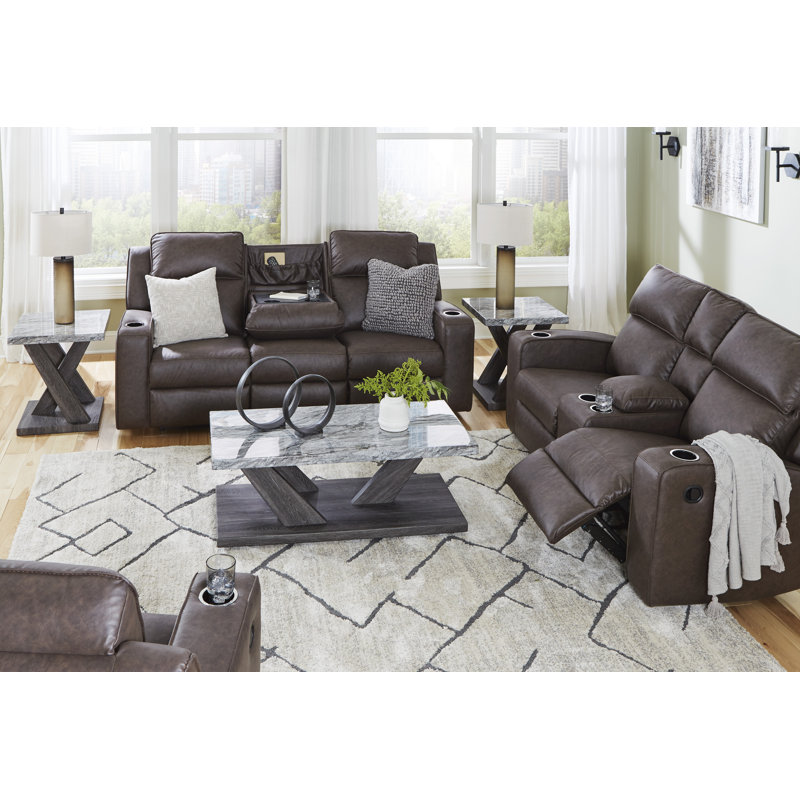 Canapé, causeuse et fauteuil inclinable Lavenhorne, Brun