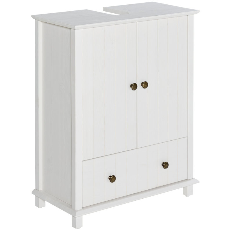 Meiman Solid Wood Freestanding Bathroom Cabinet, White