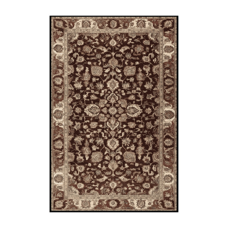 Tapis brun lavable à la machine, Rectangle 5 pi x 7 pi