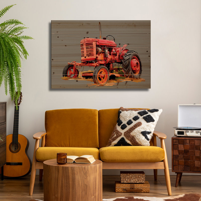 Impression sur bois en bois - Tracteur rétro X III par Emily Kalina