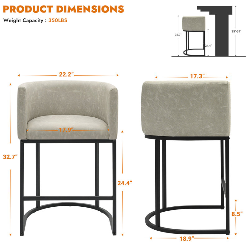 Tabouret de bar en polyuréthane, Blanc grisâtre