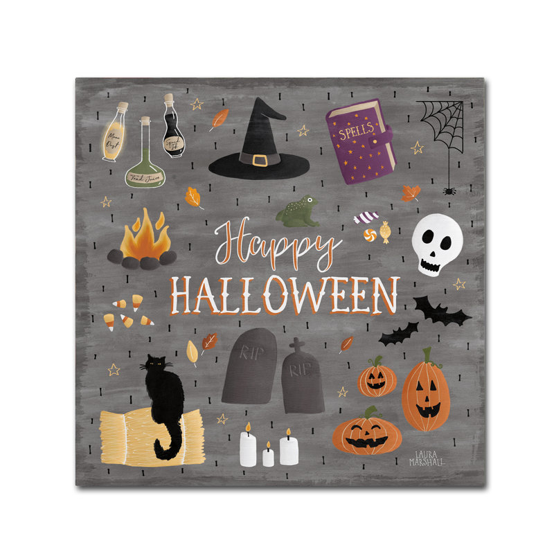 « hanté halloween ii », art textuel sur toile tendue, H 35 po x l 35 po