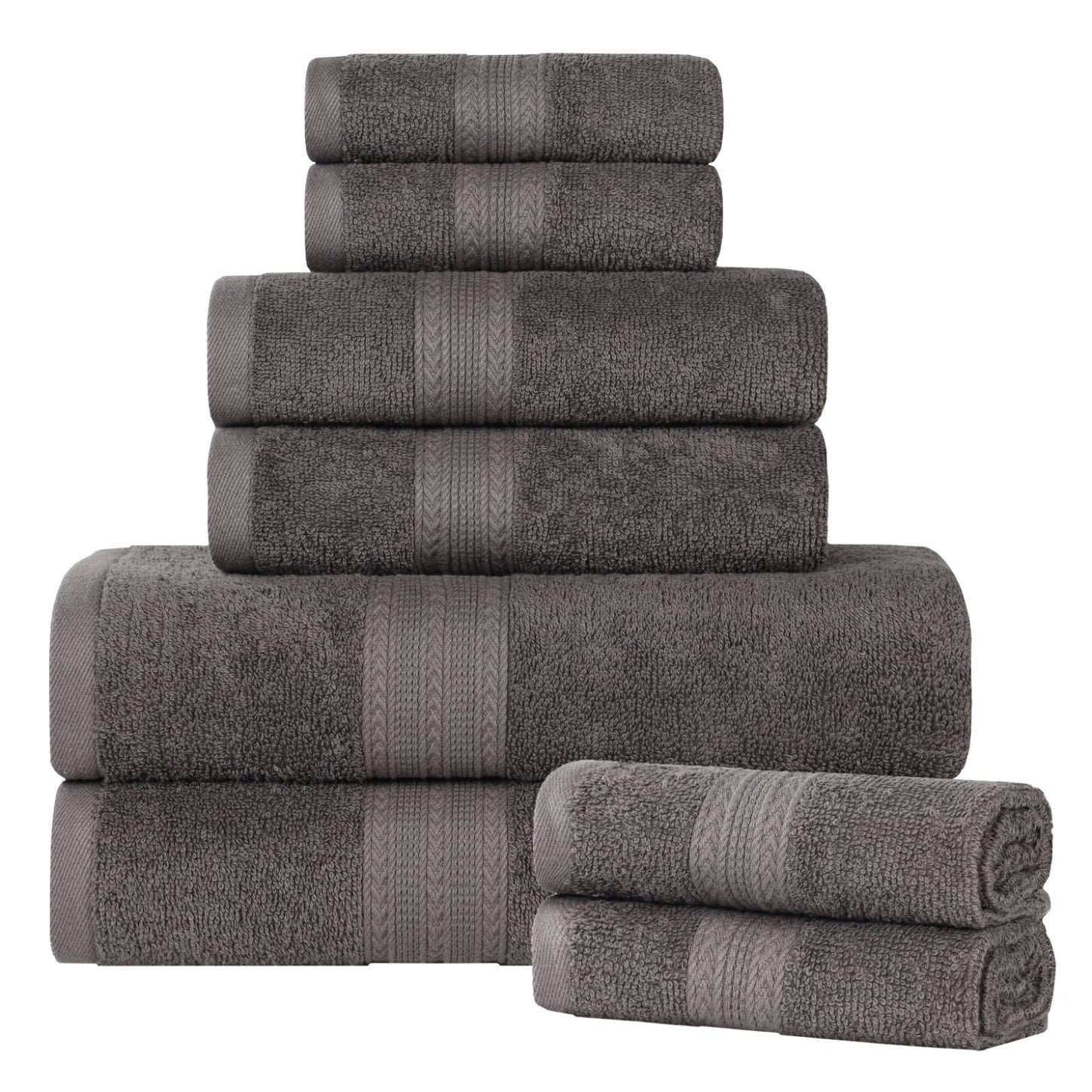 Asleigh 8-Piece Cotton Towel Set, Graphite